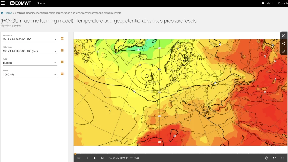 华为云盘古气象大模型正式上线欧洲中期天气预报中心官网可免费查看未来 10 天数据
