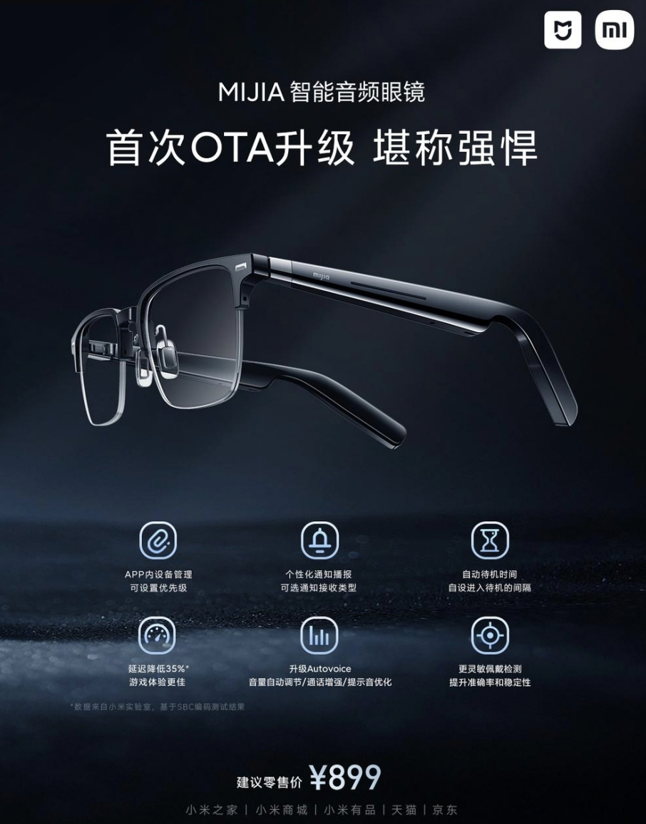 米家智能音频眼镜首次OTA升级   墨镜款正式全渠道开售