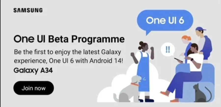 三星英国为Samsung Galaxy A34推送基于Android 14系统One UI 6.0 Beta更新