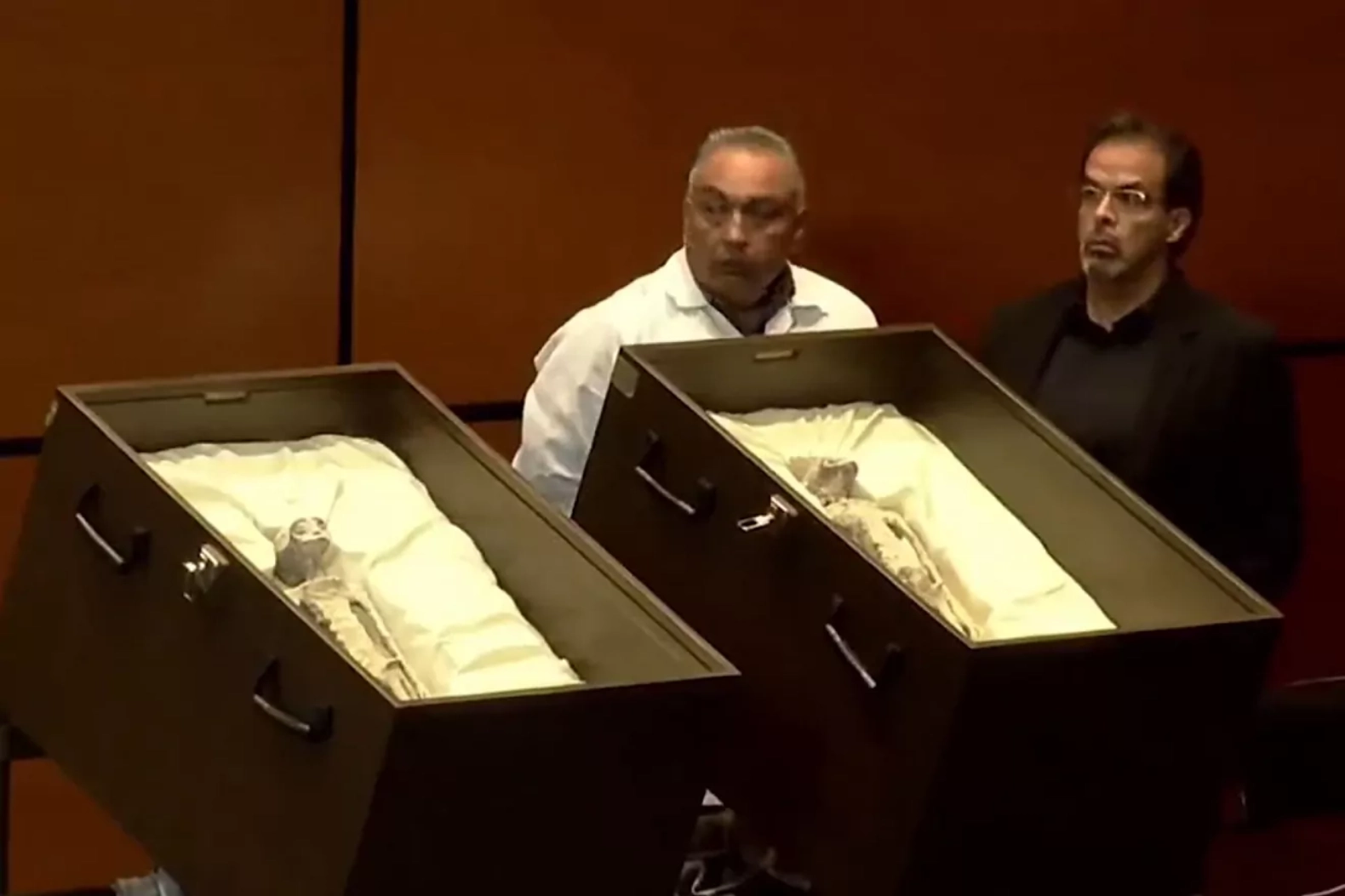 墨西哥国国会展示两具1000多年前外星尸体