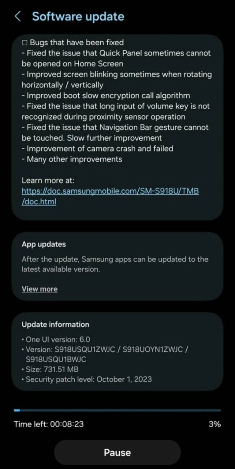 三星Galaxy S23系列手机再次获得基于Android 14的One UI 6.0 Beta更新