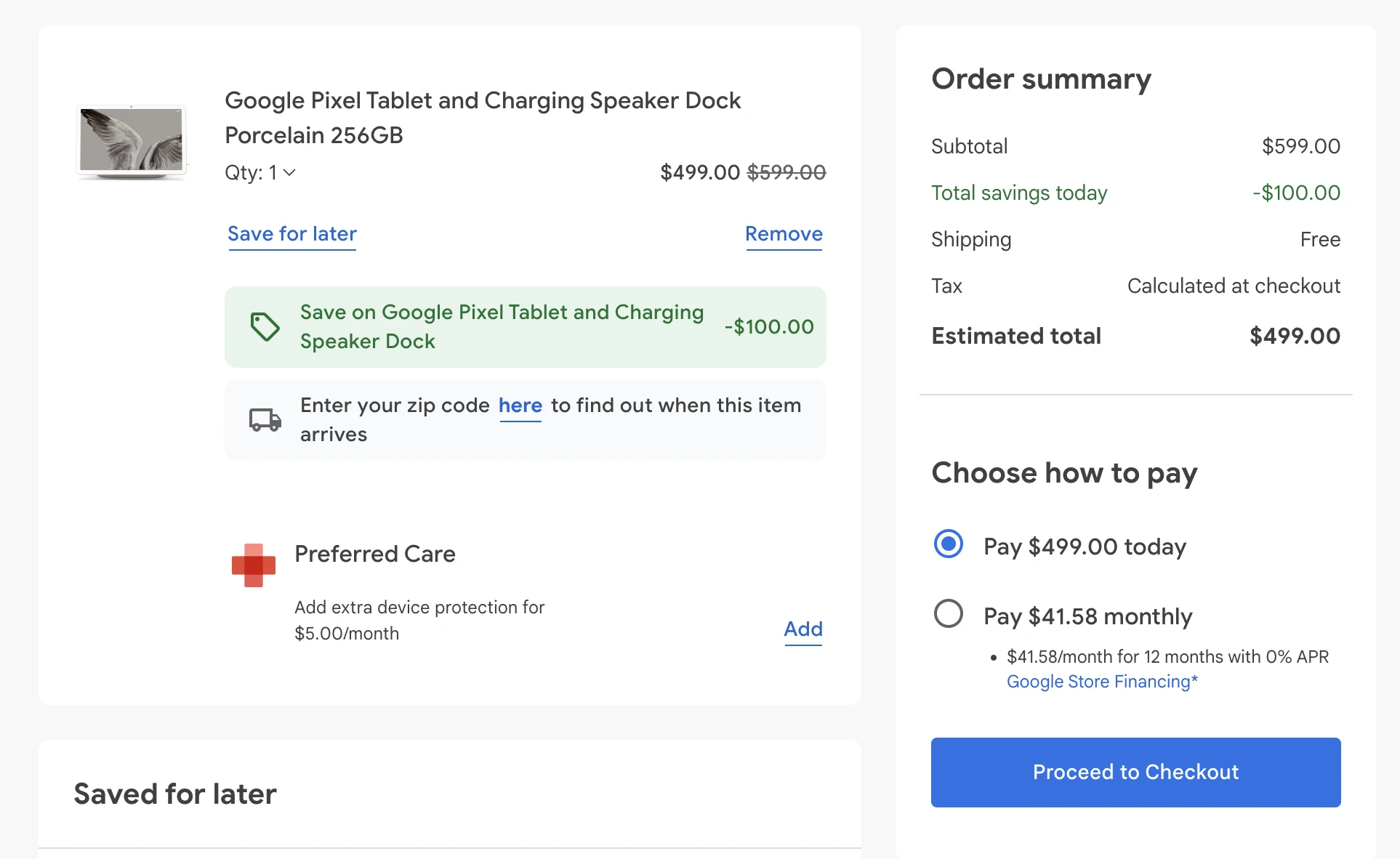 Google Pixel Tablet平板电脑官方降价100美元 谷歌商店只要399美元