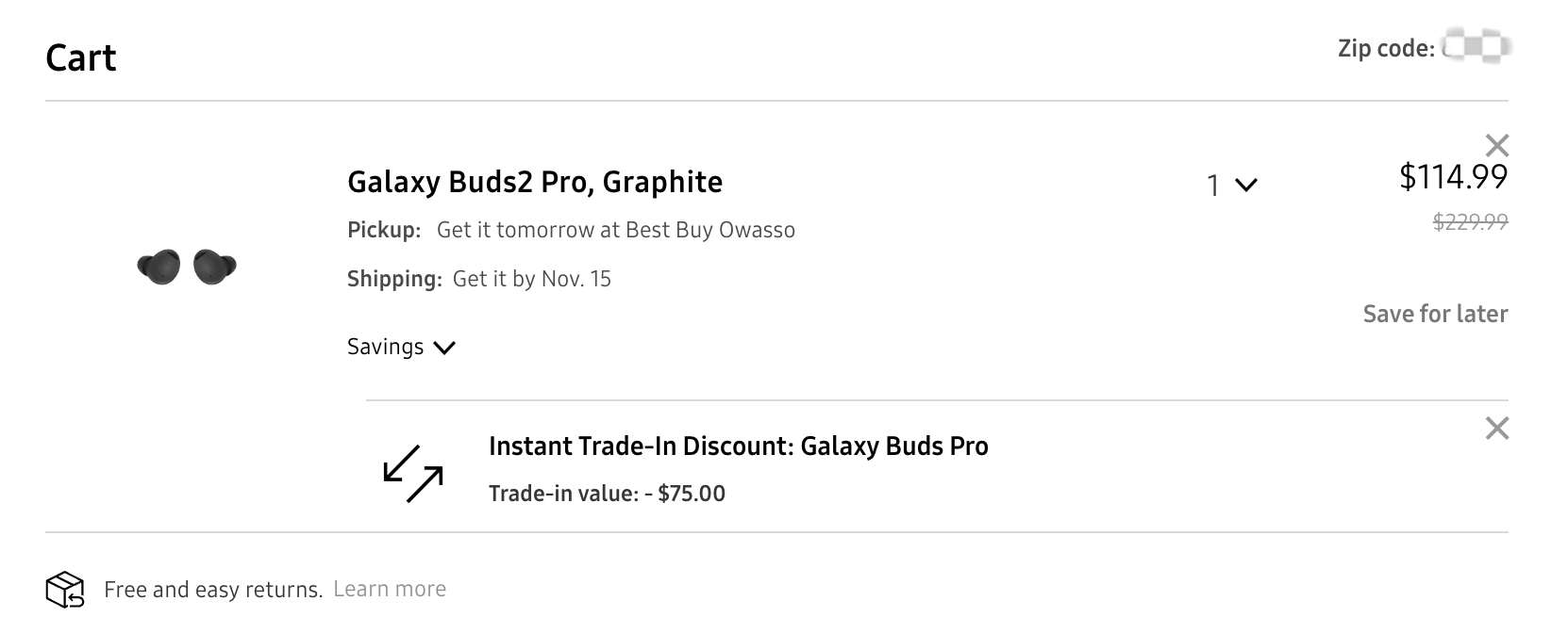 三星美国官网大促销Galaxy Buds2 Pro无线蓝牙耳机最高节省115美元
