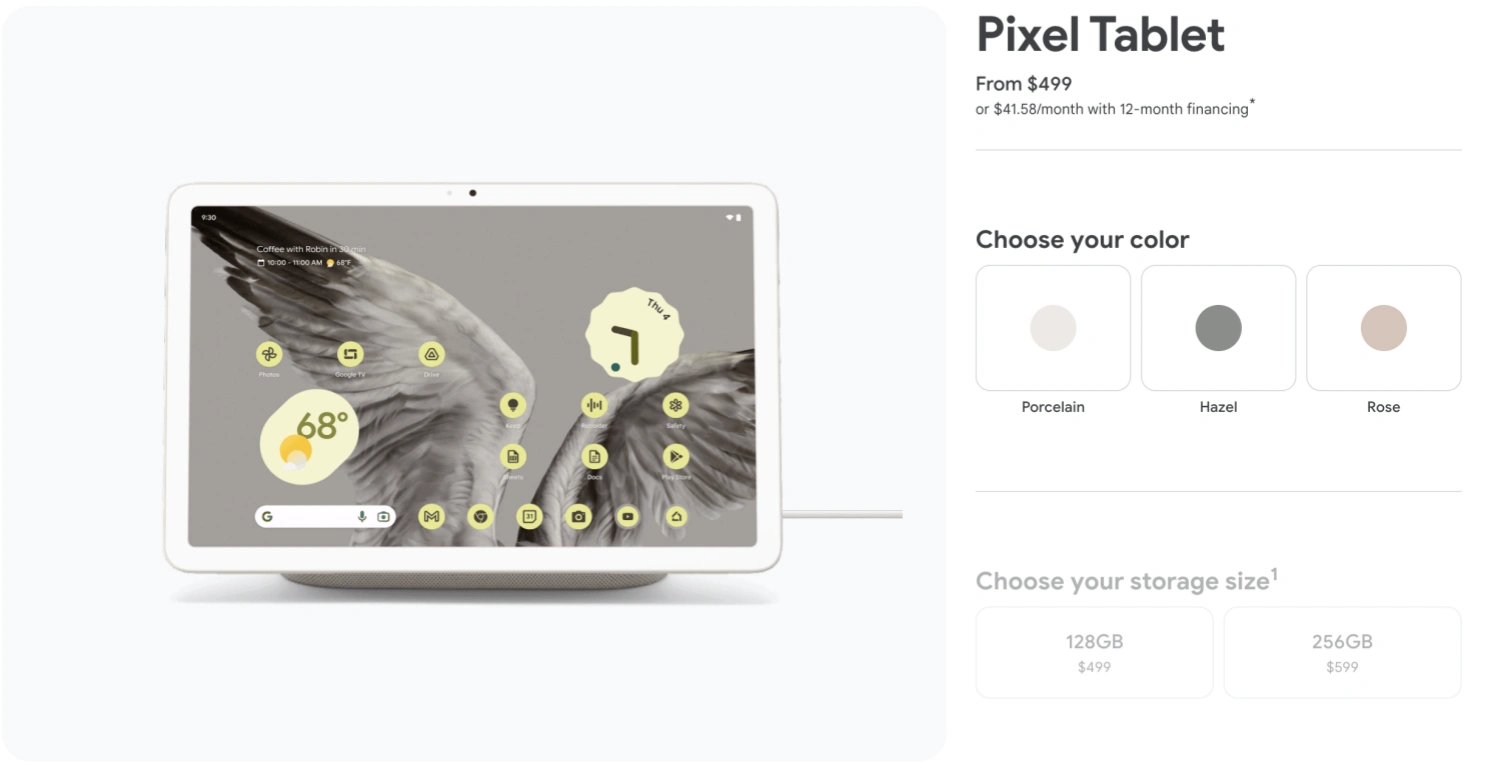 迎接黑色星期五？Google Store美国恢复了Pixel Tablet平板电脑价格499美元