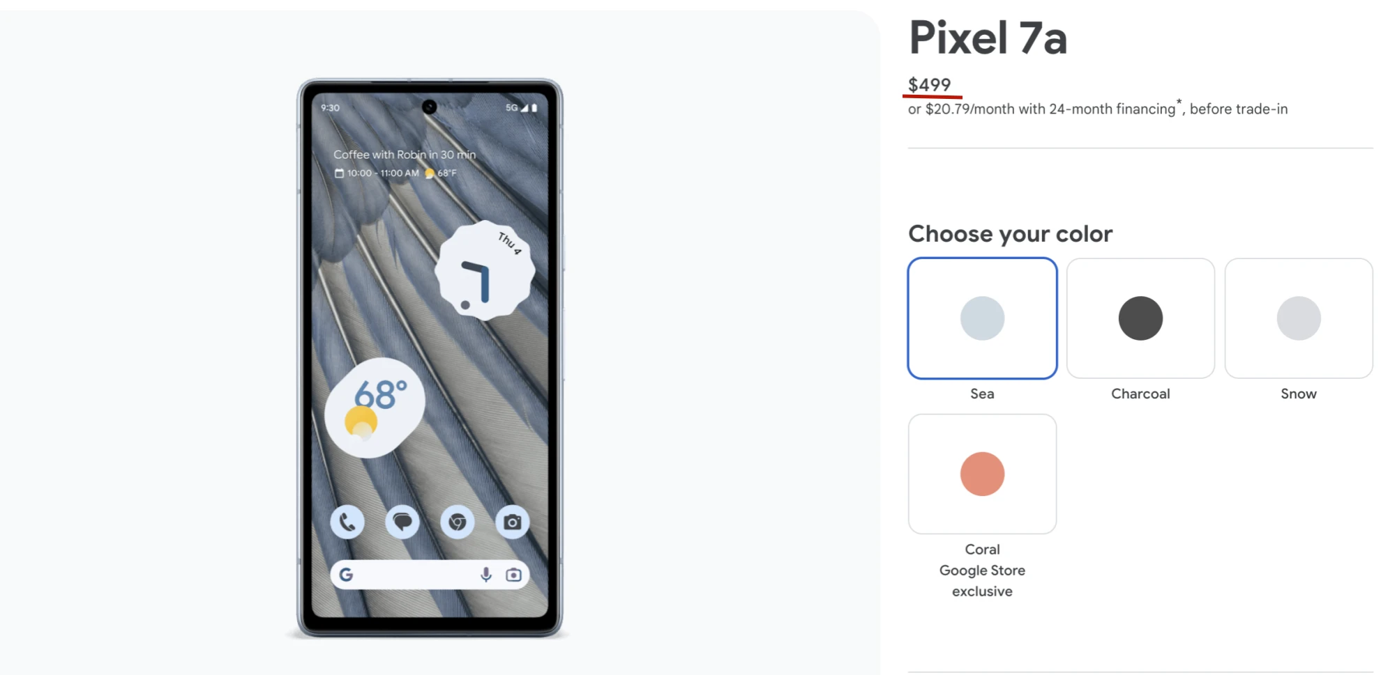Google美国官方商店Pixel 7a价格恢复499美元 黑色星期五或降价超125美元