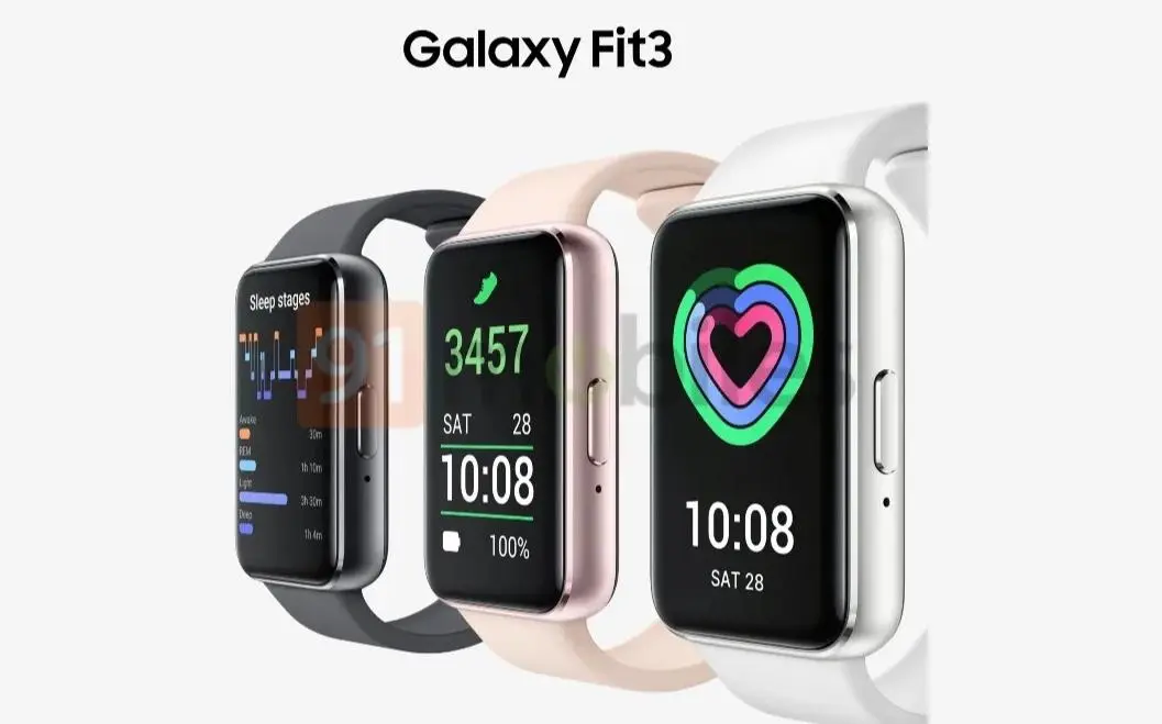 三星Samsung Galaxy Fit3泄露的图片显示了颜色选择