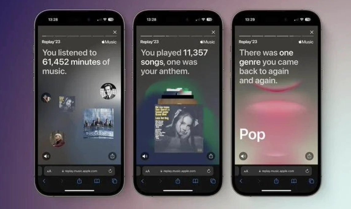 苹果 Apple Music 推出 2023 年度回顾，展示用户听歌数据