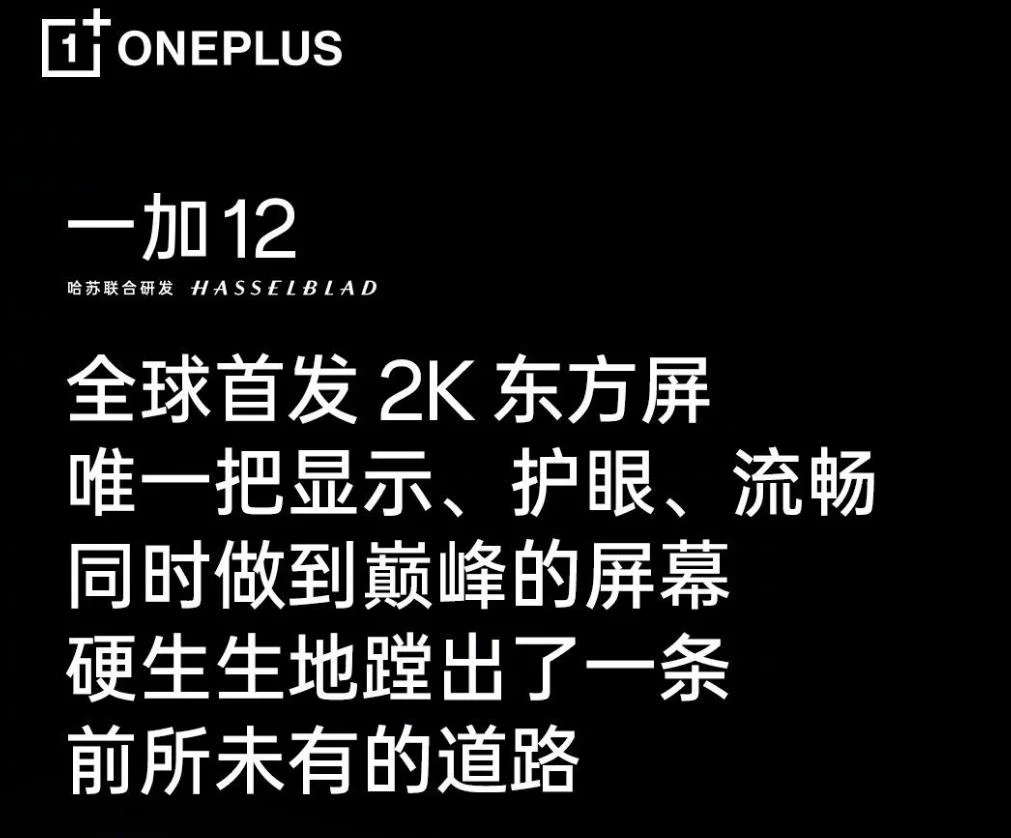 一加OnePlus 12手机预热：全球首发2K东方屏