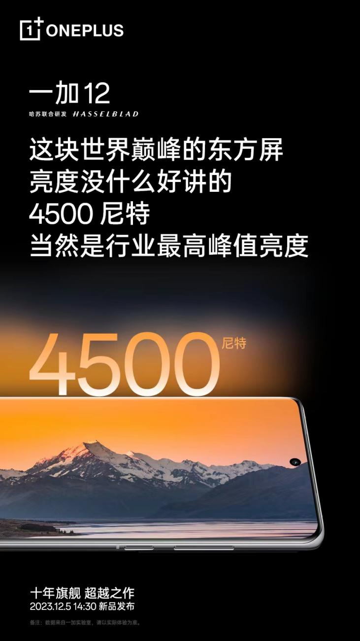 屏幕的珠穆朗玛峰，一加 12 搭载国产首个 DisplayMate A+ 2K 东方屏