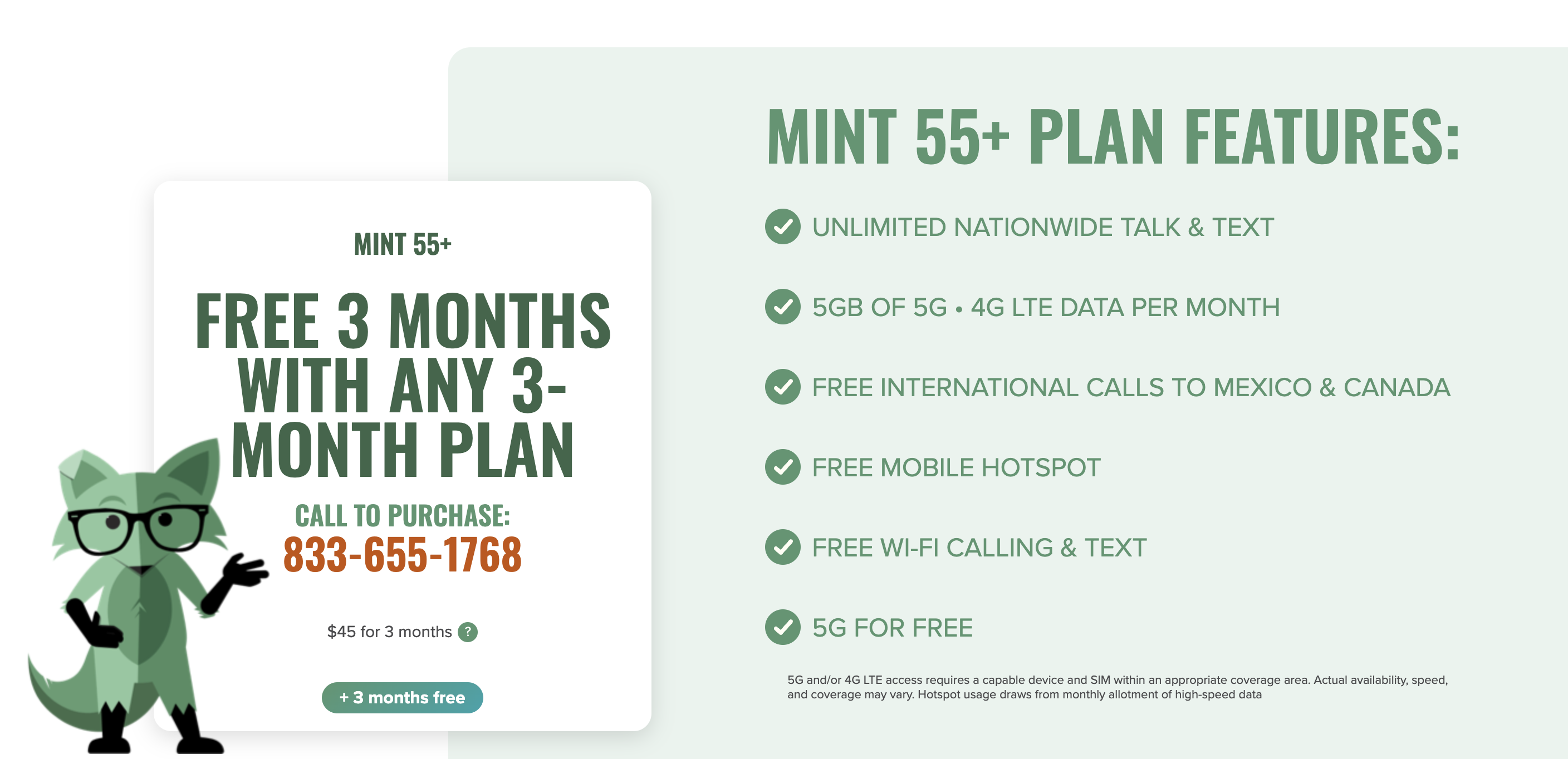 最佳老年人手机套餐选择Mint Mobile | T-Mobile网络 | 3-12个月合约 | 5GB | 每月15-30美元