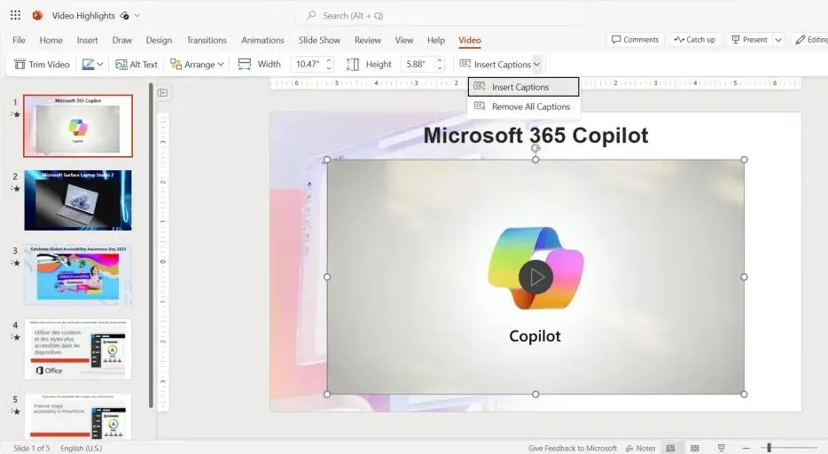 微软Microsoft网页版PowerPoint现支持隐藏式字幕