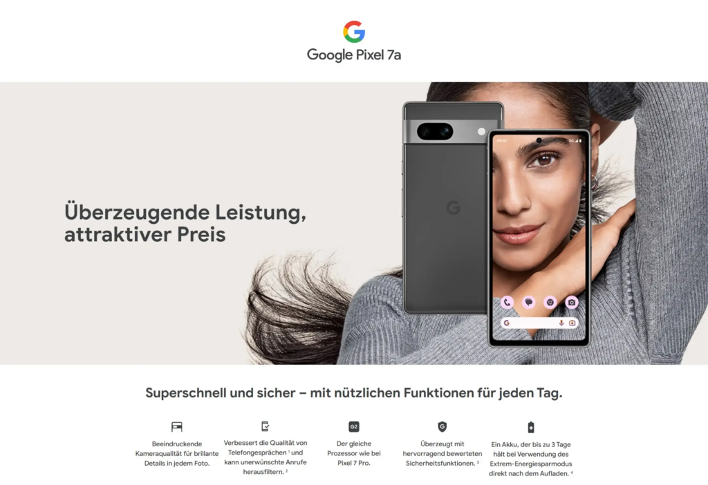 谷歌Google Pixel 7a 128GB炭黑色版手机在德国MediaMarkt优惠70欧元，仅售439欧元