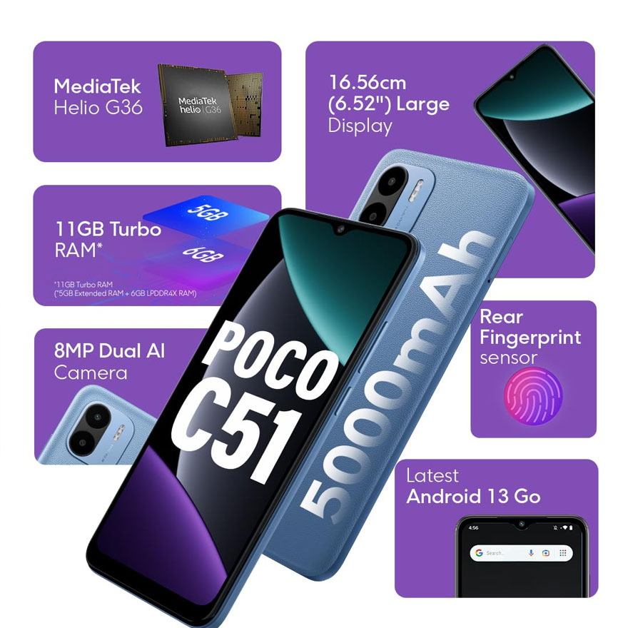 POCO C51在印度亚马逊可以省4500卢比，仅售6499卢比！