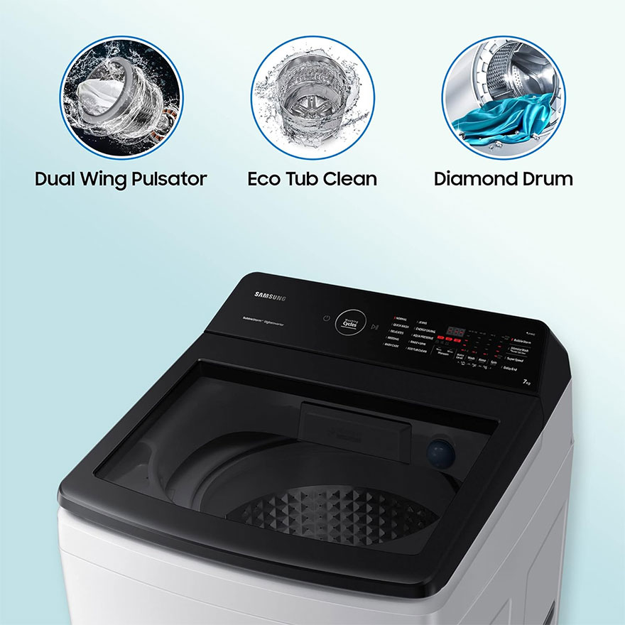 三星Samsung7公斤全自动顶置式洗衣机在印度亚马逊可以省5010卢布，仅售18990卢布！