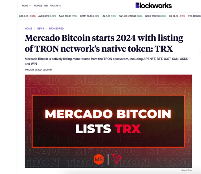 英國金融時報關(guān)注TRX登陸Mercado Bitcoin交易所：波場TRON強化南美洲布局，國際化進程持續(xù)加速