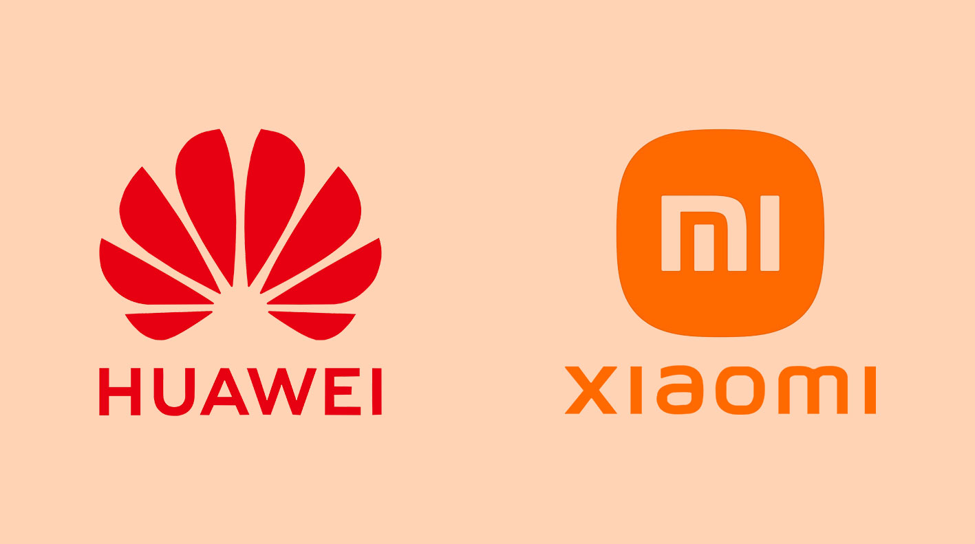 中国智能手机制造商小米Xiaomi和华为HUAWEI挑战全球高端市场，与三星Samsung、苹果Apple激战正酣