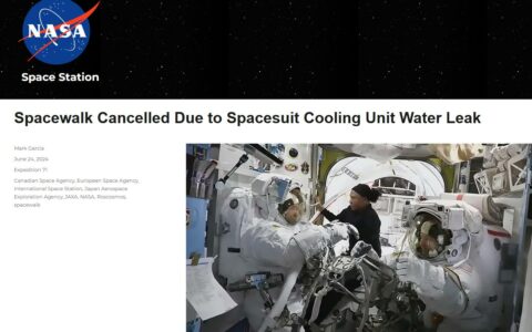 NASA因宇航服冷卻液泄漏取消國際空間站太空行走