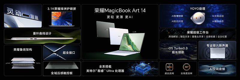 更輕、更薄、更AI 榮耀MagicBook Art 14發(fā)布，售價7999起