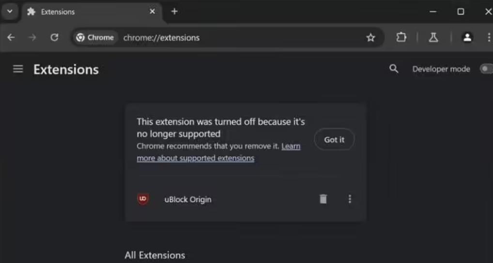 ?谷歌Chrome瀏覽器逐步淘汰Ublock Origin等舊擴(kuò)展