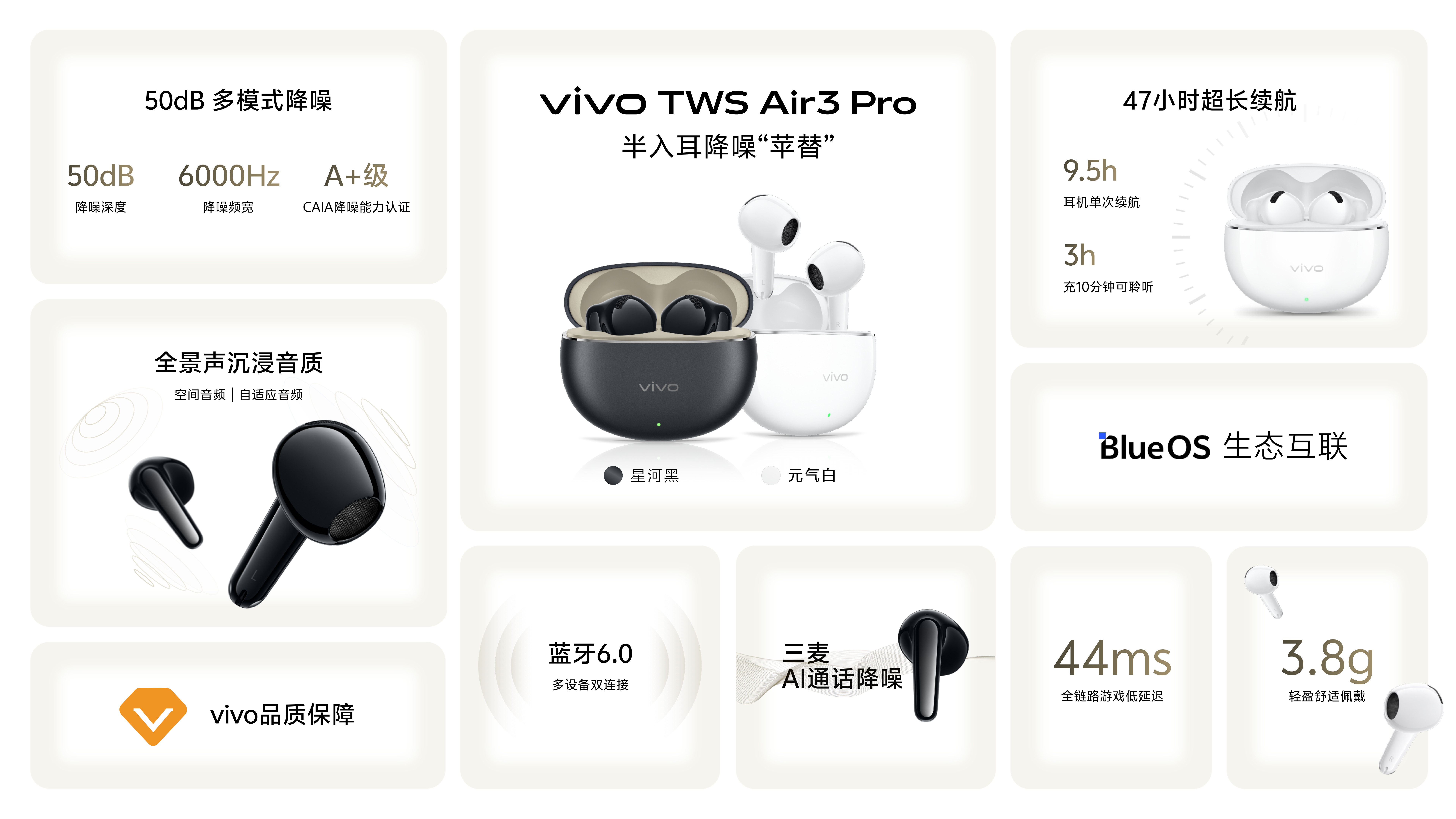 “半入耳降噪蘋替”vivo TWS Air3 Pro正式發(fā)布  更沉浸更好聽(tīng)
