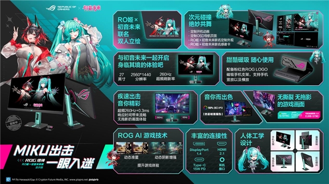 BW2025 ROG絕神 RO姬x初音未來(lái)版電競(jìng)顯示器，雙模新品閃耀登場(chǎng)
